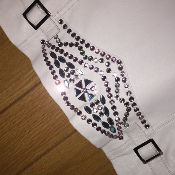 Leather Rhinestone EUC Western Jacket w/ Buckles w/ full Zip front cuffs pockets - Picture 3 of 8